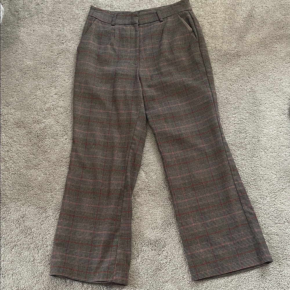 Forever 21 Red and Grey Plaid Trousers